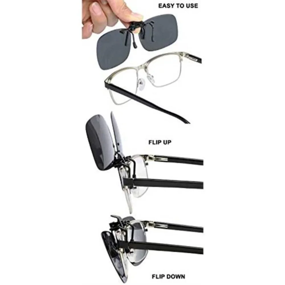 Clip On Polarized Sunglasses Flip Up Over Prescription Glasses